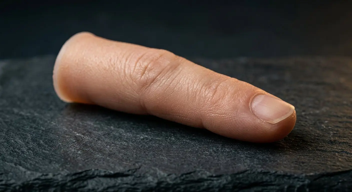 Lifelike silicone finger prosthesis detail